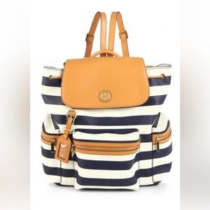 Navy and White stripe Tory Burch backpack